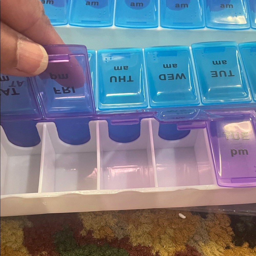Purple and Blue Weekly Pill box Organizer both - Picture 3 of 5
